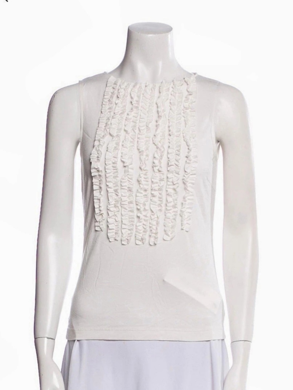 Akris Punto White Ruffle Front Tank Top Like New